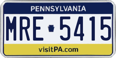 PA license plate MRE5415