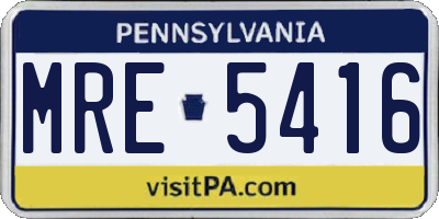 PA license plate MRE5416