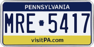PA license plate MRE5417