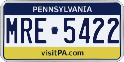 PA license plate MRE5422
