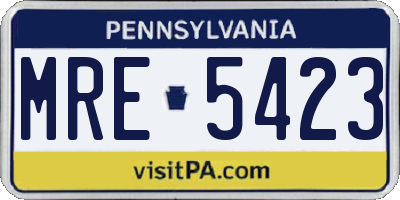PA license plate MRE5423