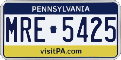 PA license plate MRE5425