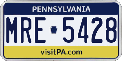 PA license plate MRE5428