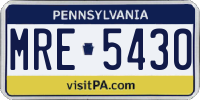 PA license plate MRE5430