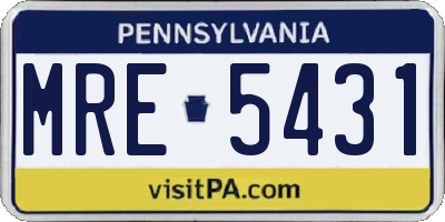 PA license plate MRE5431