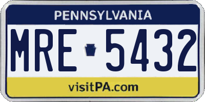 PA license plate MRE5432