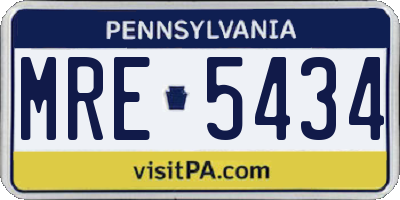 PA license plate MRE5434