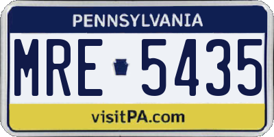 PA license plate MRE5435
