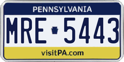 PA license plate MRE5443