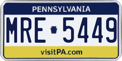 PA license plate MRE5449