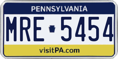 PA license plate MRE5454