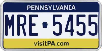 PA license plate MRE5455