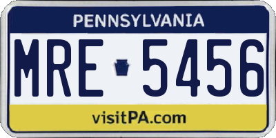PA license plate MRE5456
