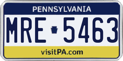 PA license plate MRE5463