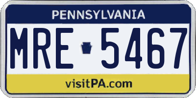 PA license plate MRE5467