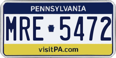 PA license plate MRE5472