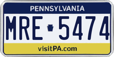 PA license plate MRE5474