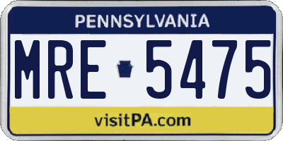 PA license plate MRE5475