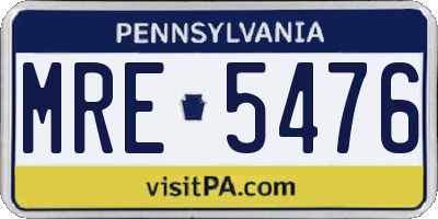 PA license plate MRE5476