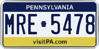 PA license plate MRE5478