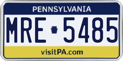 PA license plate MRE5485