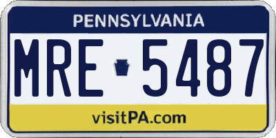 PA license plate MRE5487
