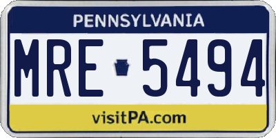 PA license plate MRE5494