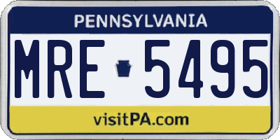 PA license plate MRE5495