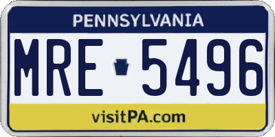 PA license plate MRE5496