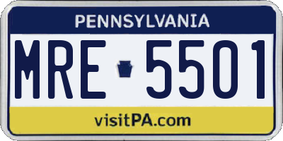 PA license plate MRE5501
