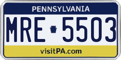 PA license plate MRE5503