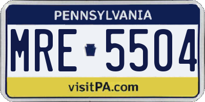 PA license plate MRE5504