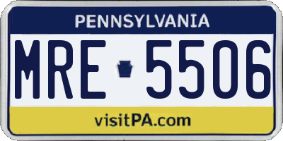 PA license plate MRE5506