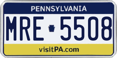 PA license plate MRE5508