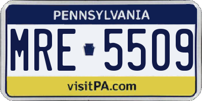 PA license plate MRE5509