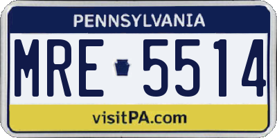 PA license plate MRE5514