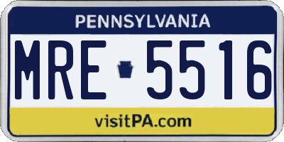 PA license plate MRE5516