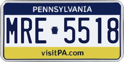 PA license plate MRE5518