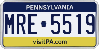 PA license plate MRE5519