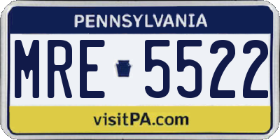 PA license plate MRE5522