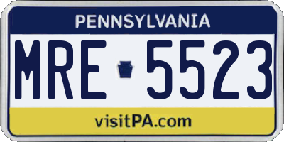 PA license plate MRE5523