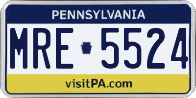 PA license plate MRE5524