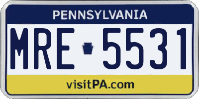 PA license plate MRE5531