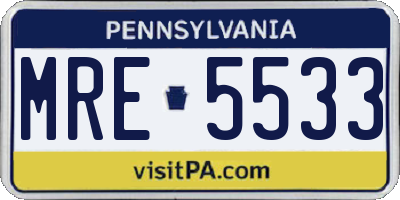 PA license plate MRE5533