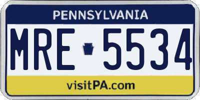 PA license plate MRE5534