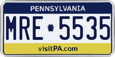 PA license plate MRE5535