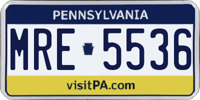 PA license plate MRE5536