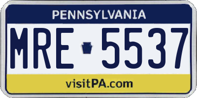 PA license plate MRE5537