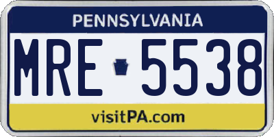 PA license plate MRE5538