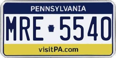 PA license plate MRE5540